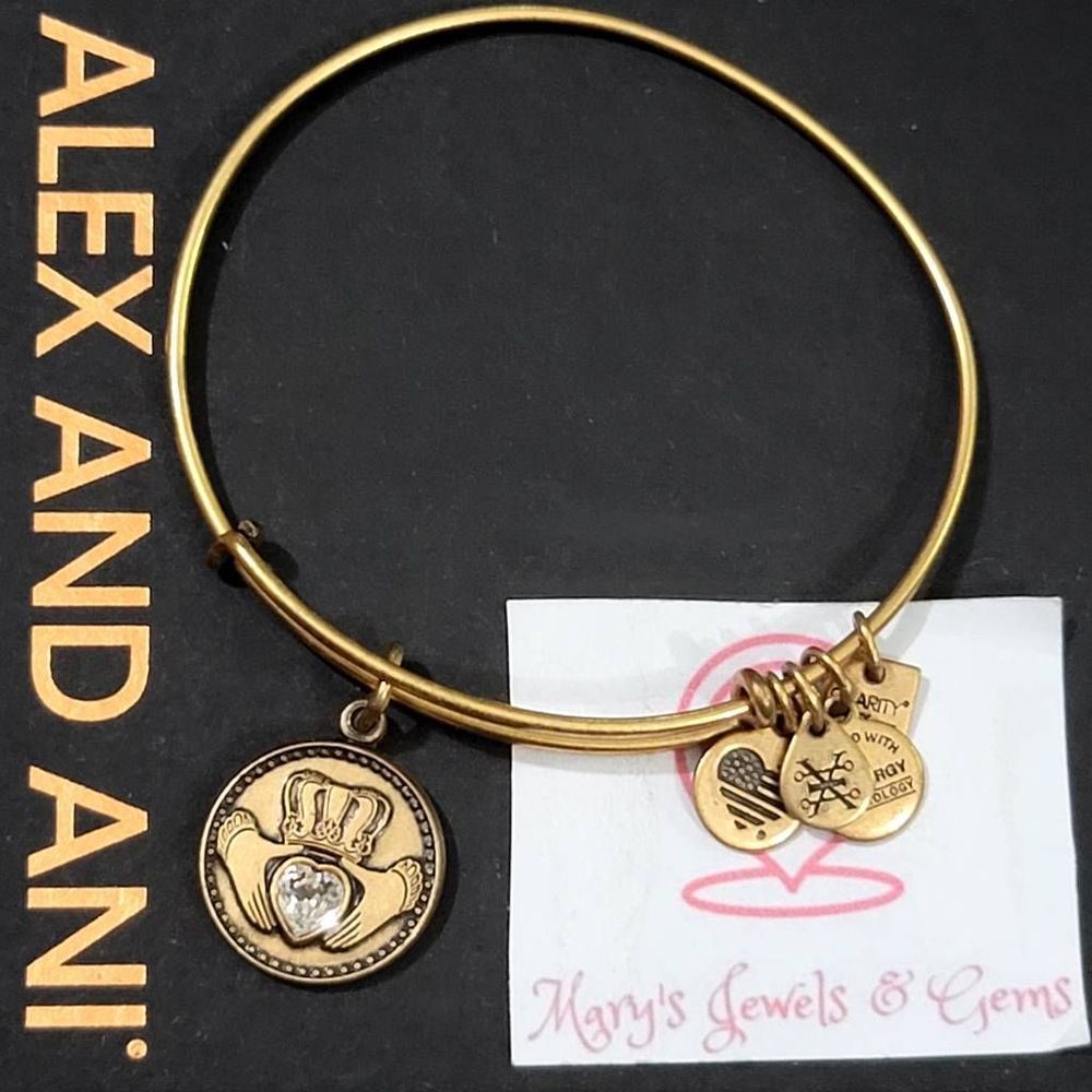 Alex And Ani Crystal Claddagh Charm Bangle Bracelet